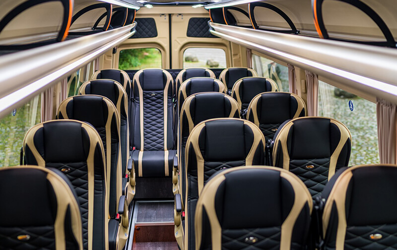 Executive Sprinter van interior with leather seats