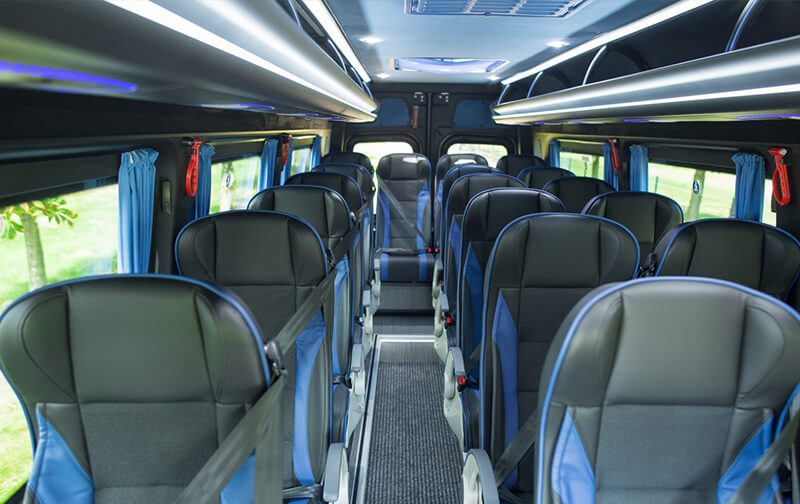 Minibus interior with individual seats